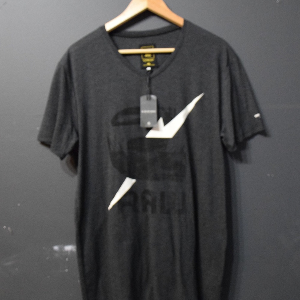 G-Star Logo Men's M Gray Graphic V-Neck T-Shirt